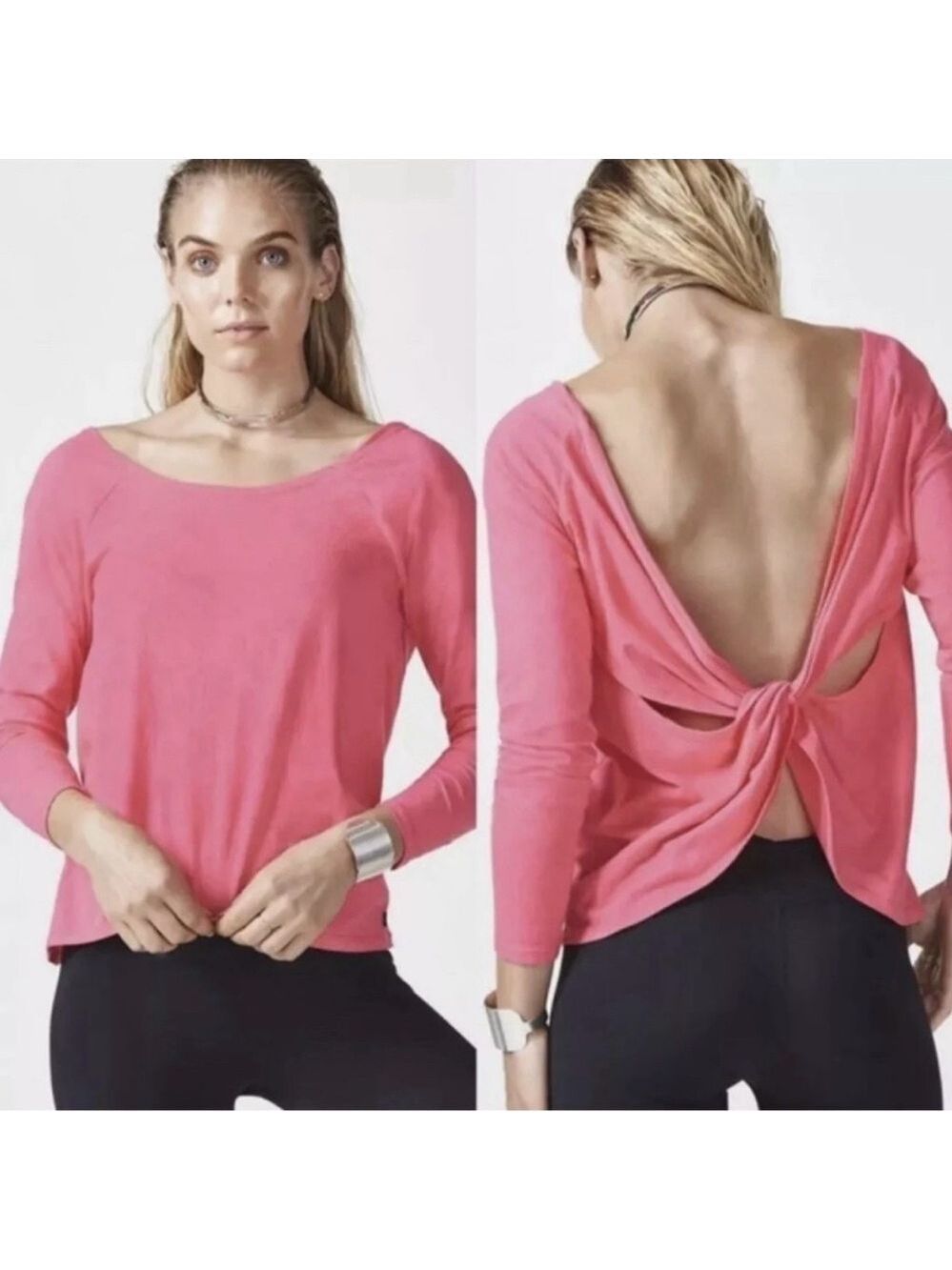 Fabletics Aviana Twist Back Athletic Top Women S Neon Pink NWT